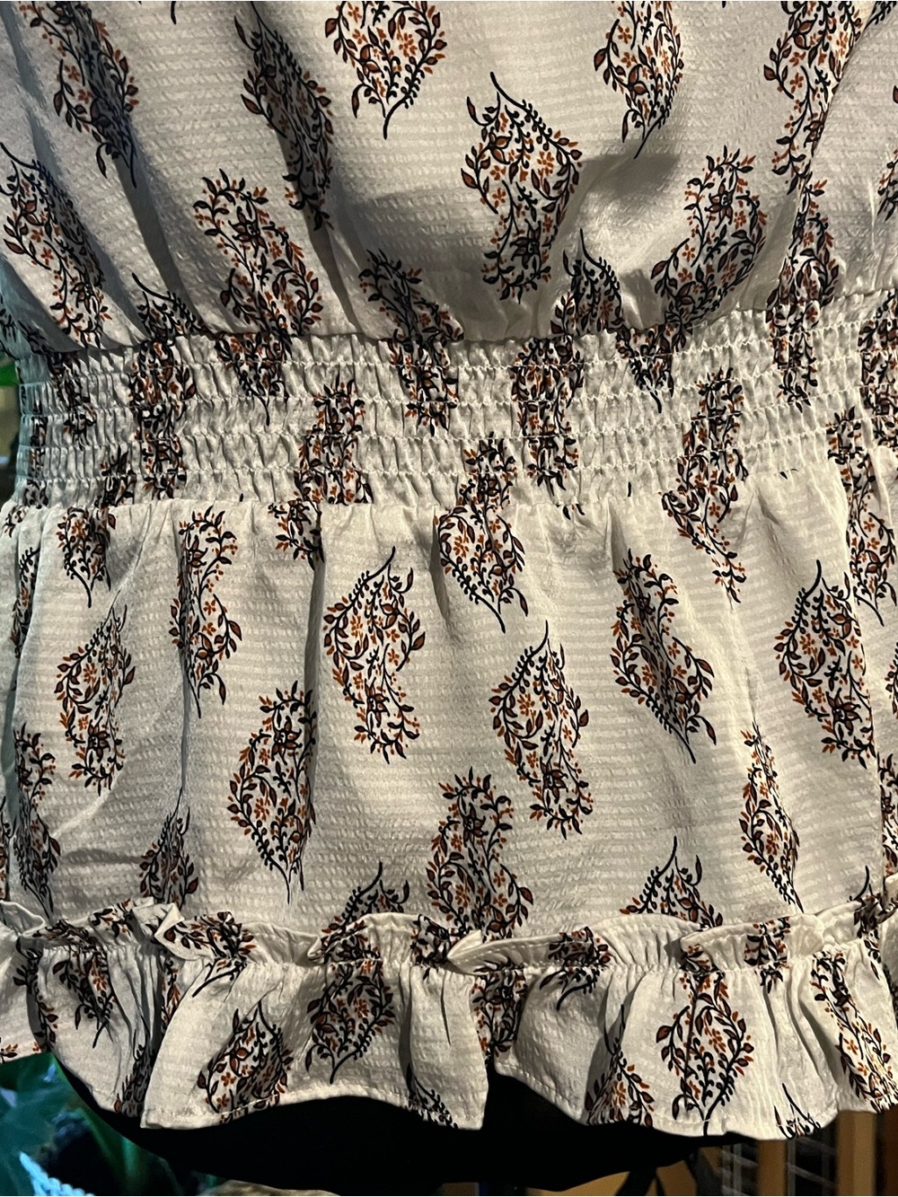 Cream Printed Ruffle-Hem Tunic with Tie-Back - Picture 3 of 6